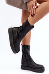 Women's Platform Ankle Boots Eco-leather Black Algedi