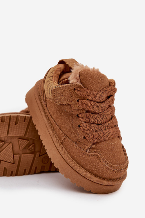 Sneakersy Dziecięce Ocieplane Futerkiem Camel Mireen