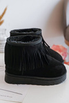 Children's Fur-Lined Snow Boots with Decorative Fringes Black Nimia
