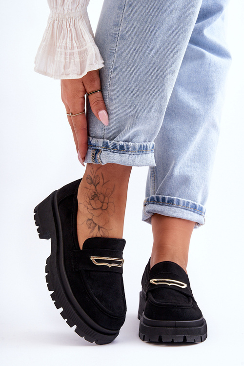 Women's Suede Slip-On Loafers Black Pure Love