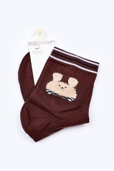 Women's Cotton Socks With Rabbit COSAS Brown