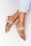 Suede Sandals With Cubic Zirconia Beige Cora