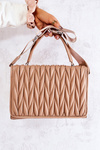 Quilted Letterman Handbag Beige Roselyn 
