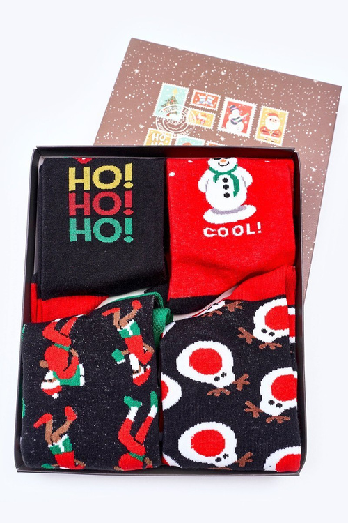 Christmas Set of Men's Socks COSAS Black/Red