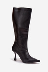 Women's Knee-High Heeled Boots Black Vionette