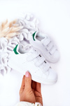 Kids' Velcro Sports Shoes White and Green Fifi