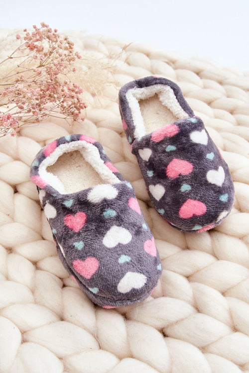 Papcie Dziecięce Ocieplane Wsuwane Serca Szare Meyra
