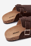 Men's slippers with buckle chocolate Luvan