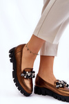 Women's Loafers On The Platform Laura Messi 2392 Dark Gold