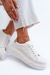 White Women's Leather Platform Sneakers Danida
