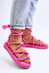 Tied Sandals On A Massive Platform Pink Can't Wait
