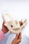 Women's Lightweight Foam Slippers with Shark Motif Beige Kasila