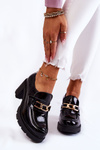 Lacquered shoes on a pillar with a gold ornament black Mikeyla