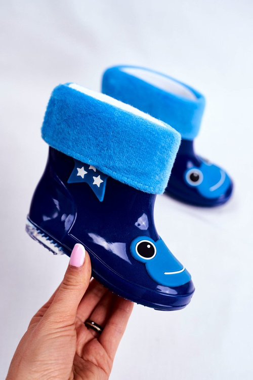 Children's Rubber Galoshes boots Navy Frog