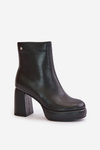 Heeled Boots Made of Natural Leather Black GOE OO2N4166-W2