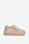 Lace Women's Sneakers On Platform S.Barski HY51-059 Beige