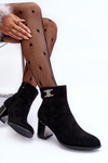 Suede Boots With Ornament On Heel Black Dwinja