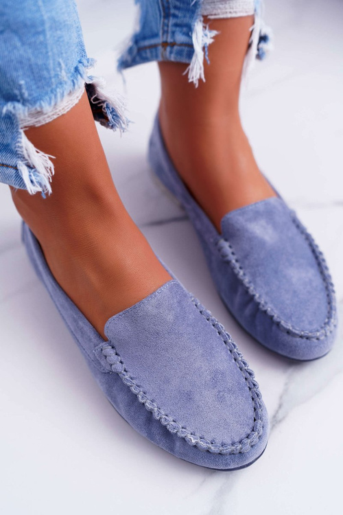 Women's Sergio Leone Suede Moccasins Light Blue Winted
