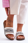 Sandals With Rhinestones On Cork Heel White Be Nice 