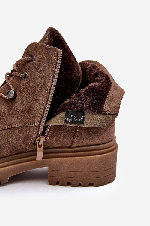 Women's Low Boots Insulated with Zip Dark Beige Cameronia