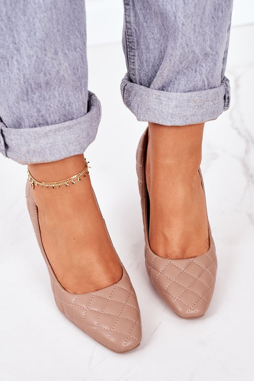 Elegant Quilted Heels Light Brown Rosanna