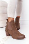 Women's Insulated Chelsea Boots On A Block Heel Khaki Trinity