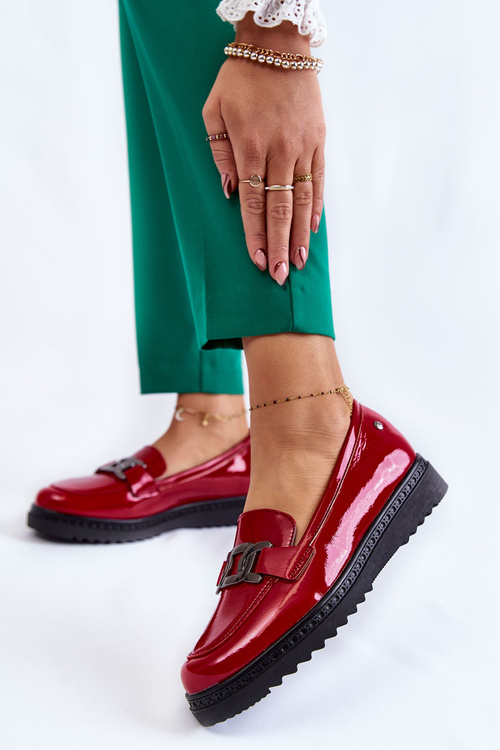 Lacquered Moccasins On A Platform Red Abisso