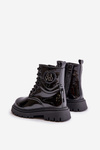 Botki Dziewczęce Lakierowane Ocieplane Futerkiem Zamek Czarne Evaliraea 