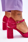 Suede High Heel Sandals With Cubic Zirconia Fuchsia Aniya 