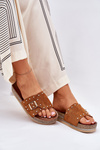 Women's Platform Slippers With Buckle And Studs Camel Nusithia