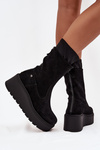 Women's Leather Suede Ankle Boots on Chunky Platform Maciejka A7161-20 Black