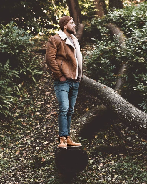 Trapery Męskie Skórzane Big Star Camel EE174227