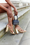 Lace-up High Heel Sandals Gold Catwalk