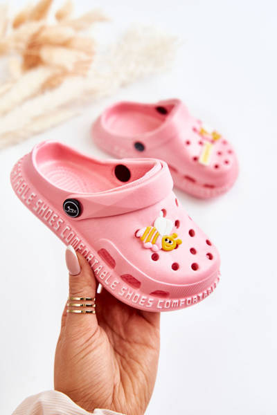 Children's Light Slippers Crocs With Decoration Pink Bertis