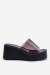 Women's Transparent Wedge Slippers Black Eliane