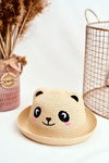 Children's Hat Summer Beach Beige With Panda