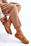 Suede Loafers With Ornament Brown Eleina 