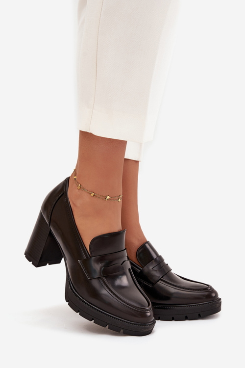 Women's Low Shoes with Heel Made of Eco Leather Chocolate Ilyssia