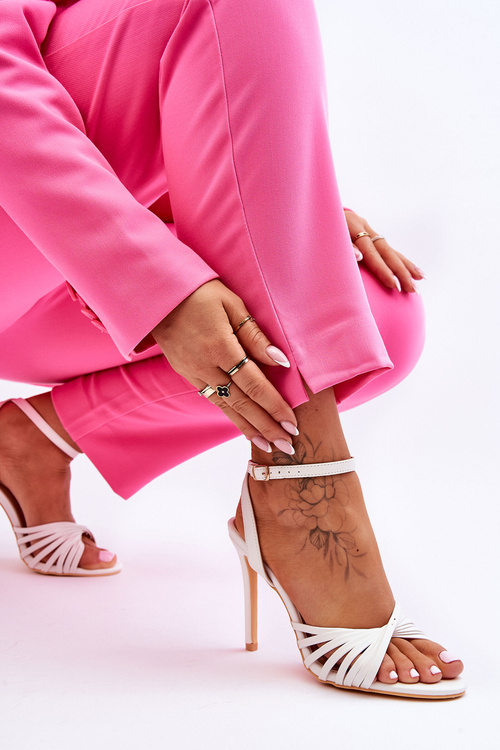 Sandały Damskie Szpilki Białe My Darling S1726