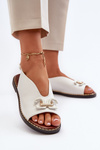 Women's Flat Heeled Sandals with White Ornament Loraeleh