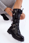 Women's high boots with a kidney with a zipper Black Joelle