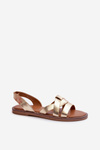 Flat Women's Sandals Made of Eco Leather Vinceza 17347 Gold