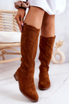 Women's Suede Openwork Boots Camel Thessie