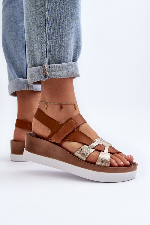 Zazoo 40397 Women's Leather Platform Sandals Brown