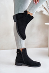 Insulated Low Chelsea Boots With Zipper Eco Suede Black Telluara
