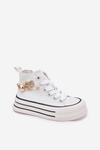 Children's High Sneakers With Golden Decoration White Elvena