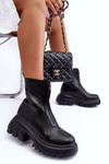 Women's Boots on a Chunky Platform with a Zipper Black Kusma 