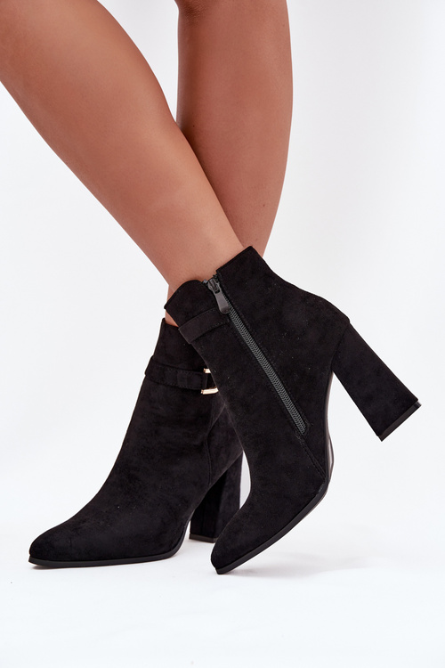 Eko Suede Ankle Boots With Heel With Decoration Black Lymall