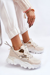 Women's Sport Shoes Laced On The Platform Beige Minea