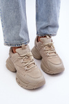 Sneakersy Damskie Masywna Platforma Beżowe GOE NN2N4046